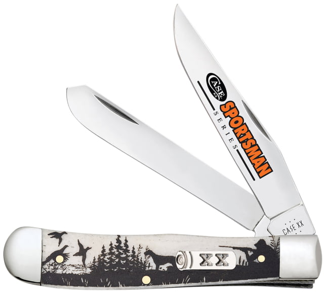 Case Trapper Sportsman Folding Knife 3.24in/3.27in Tru-Sharp Surgical Steel Clip Point/Spey Blade Bird Dog Hunter Embellished Natural Bone Handle