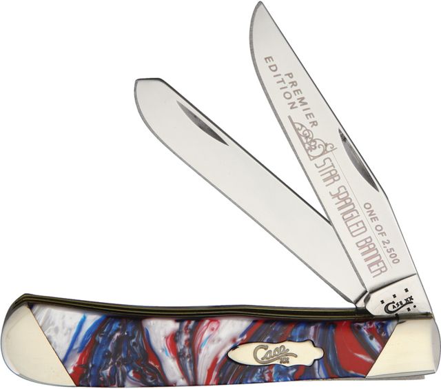 Case Trapper Star Spangled Banner Folding KnifeStainless SteelClip and SpeyStar SpangledCorelon Handle - Case