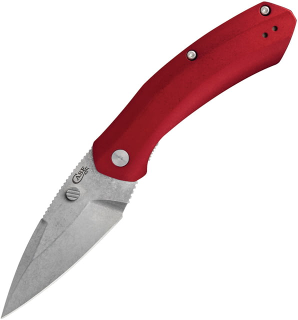 Case Westline Linerlock Folding Knife 4.5in Closed 3.5in S35VN Stonewash Drop Doint Blade Red Stonewash Aluminum Handle - Case