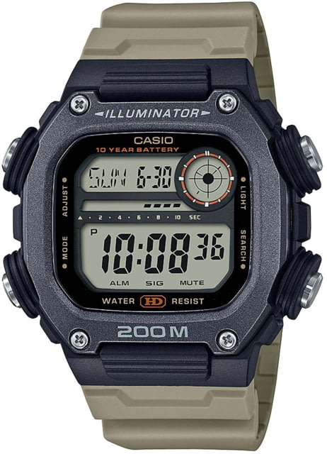 Casio Outdoor Digital Watch w/200 Meter WR World Time 10-Year Battery and Resin Strap - Men's Tan One Size