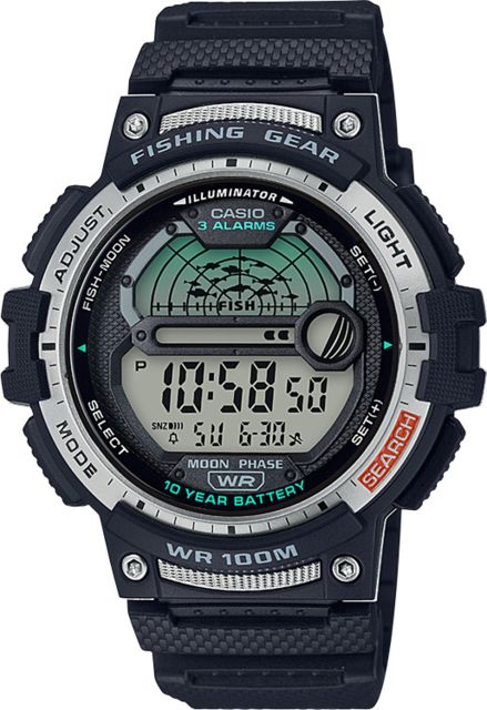 Casio Outdoor Men's Digital RSN Fishing Gear Watch Black