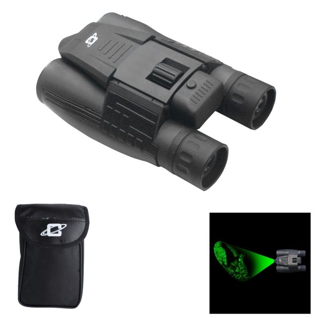 Cassini Day/Night Green Laser 10x32mm Roof Prism Binocular and Case Matte Black - Cassini