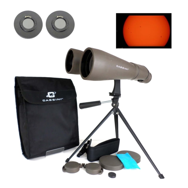 Cassini  Porro Prism Binocular w/Solar Filter Caps Nitrogen Purged Gray - Cassini