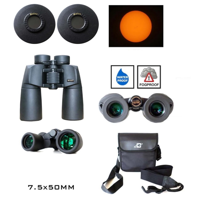 Cassini 7.5x50mm Porro Prism Waterproof Binoculars Nitrogen Purged Black - Cassini