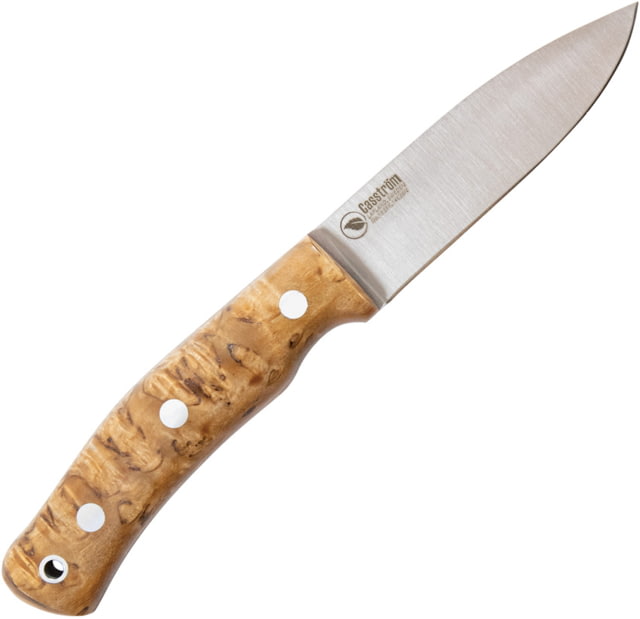 Casstrom No. 10 Birch Flat Grind Forest Knife 8.63in Overall 4in Satin 14C28N Sandvik Blade Curly Birch Handle Flat Grind Blade Black Kydex Sheath - Casstrom