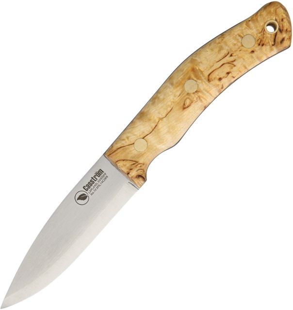 Casstrom No 10 SFK Birch/SS/FS Fixed Blade Knife 3.875in Standard Edge Satin Curly Birch Handle - Casstrom
