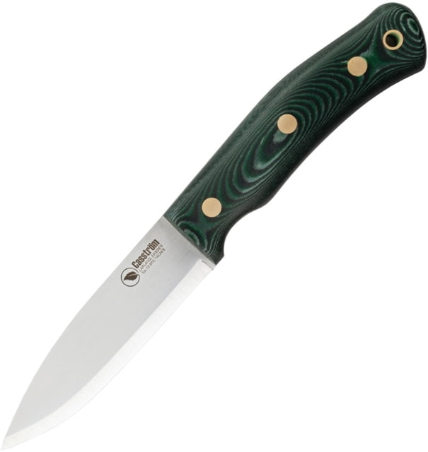 Casstrom No 10 SFK Knife 8.63in Overall 4in Satin 14C28N Sandvik SS Drop Point Green Canvas Micarta Handle Scandi Grind Blade Sheath Includes - Casstrom