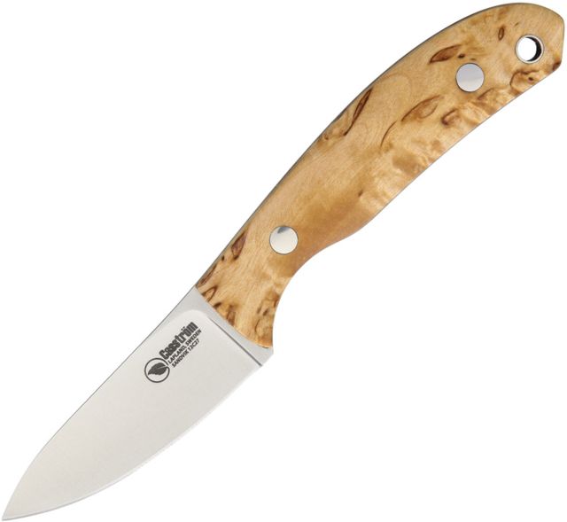 Casstrom Safari Stabalized Curly Birch Fixed Blade Knife 2.5in Standard Edge Satin Curly Birch Handle - Casstrom