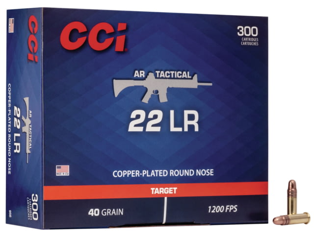  Ammunition AR Tactical .22 LR 40gr. Copper Plated Round Nose Rimfire 300 Rounds Ammo