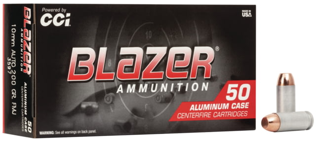 CCI Ammunition Blazer 10mm Auto 200 Grain Full Metal Jacket Aluminum Centerfire Pistol Ammo 50 Rounds  Ammunition Blazer 10mm Auto 200 Grain Full Metal Jacket Aluminum Centerfire Pistol 50 Rounds Ammo