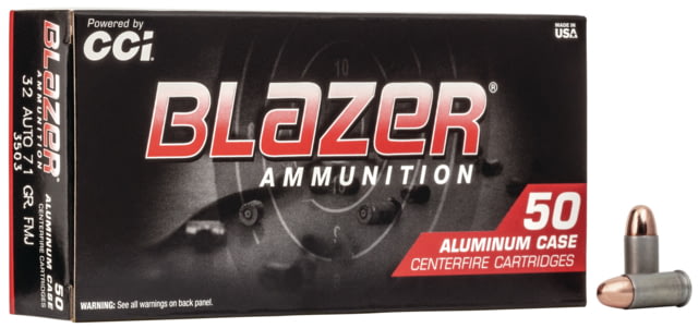 CCI Ammunition Blazer .32 ACP 71 Grain Full Metal Jacket Aluminum Centerfire Pistol Ammo 50 Rounds  Ammunition Blazer .32 ACP 71 Grain Full Metal Jacket Aluminum Centerfire Pistol 50 Rounds Ammo