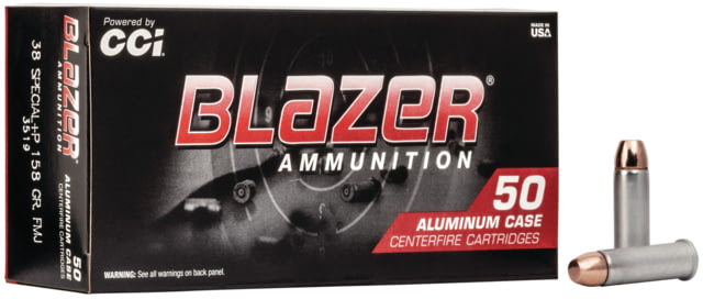  Ammunition Blazer .38 Special P 158 Grain FMJ Aluminum Case Aluminum Centerfire Pistol 50 Rounds Ammo