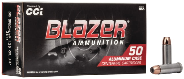  Ammunition Blazer .38 Special P 125 Grain Jacketed Hollow Point Aluminum Centerfire Pistol 50 Rounds Ammo