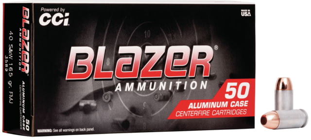  Ammunition Blazer .40 S&W 165 Grain Full Metal Jacket Aluminum Centerfire Pistol 50 Rounds Ammo