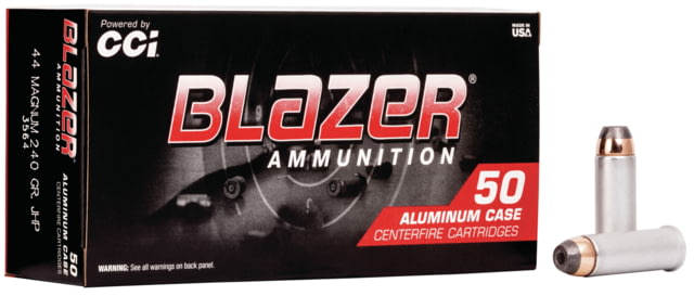  Ammunition Blazer .44 Magnum 240 Grain Jacketed Hollow Point Aluminum Centerfire Pistol 50 Rounds Ammo