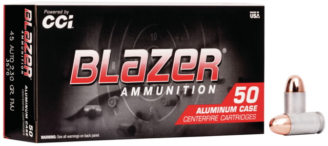  Ammunition Blazer .45 ACP 230 Grain Full Metal Jacket Aluminum Centerfire Pistol 50 Rounds Ammo