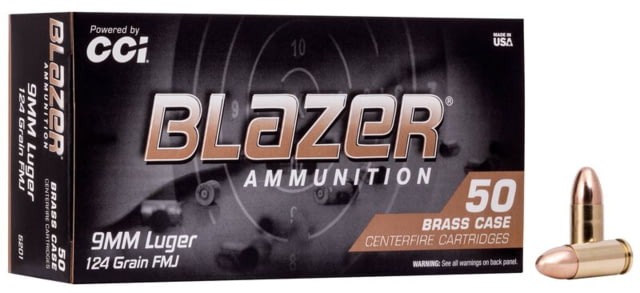 CCI Ammunition Blazer Brass 9mm Luger 124 Grain Full Metal Jacket Centerfire Pistol Ammo 1000 Round Ammunition Blazer Brass 9mm Luger 124 Grain Full Metal Jacket Centerfire Pistol 1000 Round Ammo
