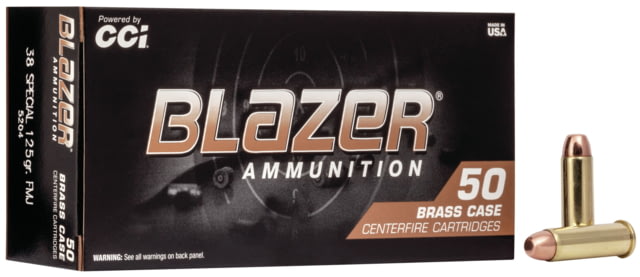  Ammunition Blazer .38 Special 125 Grain Full Metal Jacket Brass Centerfire Pistol 50 Rounds Ammo