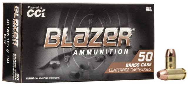  Ammunition Blazer .40 S&W 165 Grain Full Metal Jacket Brass Centerfire Pistol 50 Rounds Ammo