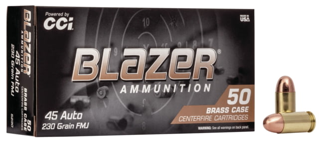  Ammunition Blazer .45 ACP 230 Grain Full Metal Jacket Brass Centerfire Pistol 50 Rounds Ammo