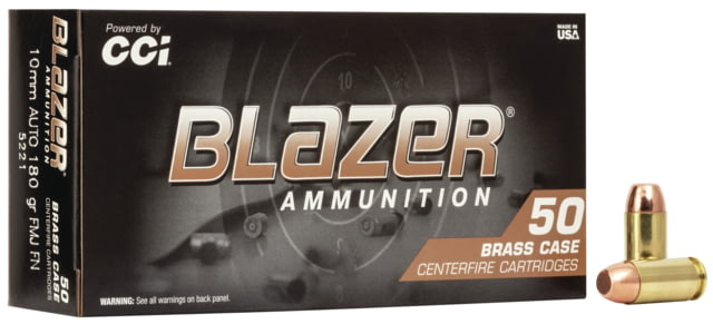 CCI Ammunition Blazer 10mm Auto 180 Grain Full Metal Jacket Brass Centerfire Pistol Ammo 50 Rounds  Ammunition Blazer 10mm Auto 180 Grain Full Metal Jacket Brass Centerfire Pistol 50 Rounds Ammo