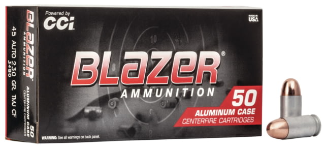  Ammunition Blazer Clean-Fire .45 ACP 230 Grain Total Metal Jacket Centerfire Pistol 50 Rounds Ammo