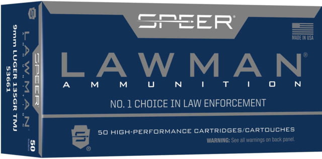 CCI Lawman 9mm Luger 135 grain Total Metal Jacket Pistol Ammo 50 Rounds - Cci Ammunition
