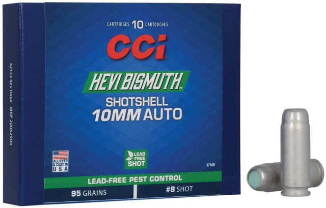  Ammunition Pest Control Bismuth Shotshell 10mm Auto 95 Grain Pistol 10 Rounds Ammo