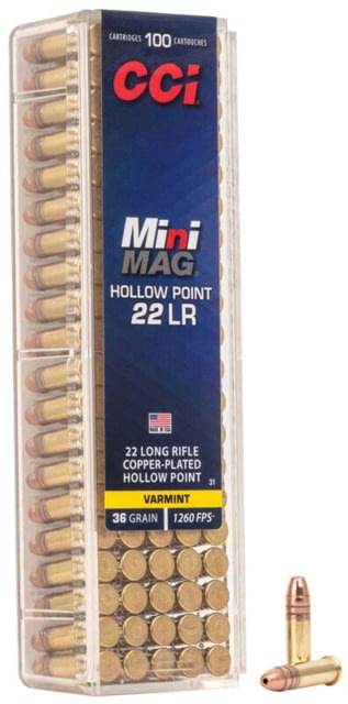  Ammunition Mini-Mag .22 Long Rifle 36 Grain Copper Plated Hollow Point Rimfire 5000 Round Ammo