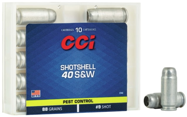  Ammunition Pest Control Shotshell .40 S&W 88 Grain Brass Centerfire Pistol 10 Rounds Ammo
