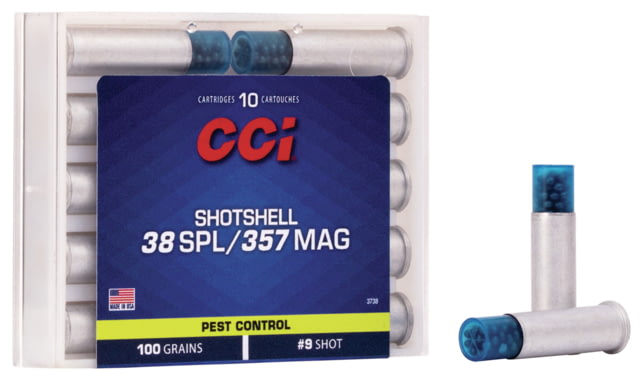 CCI Ammunition Pest Control Shotshell .357 Magnum/ .38 Special 100 Grain Shotshell Centerfire Pistol Ammo, 10 Rounds, 3738