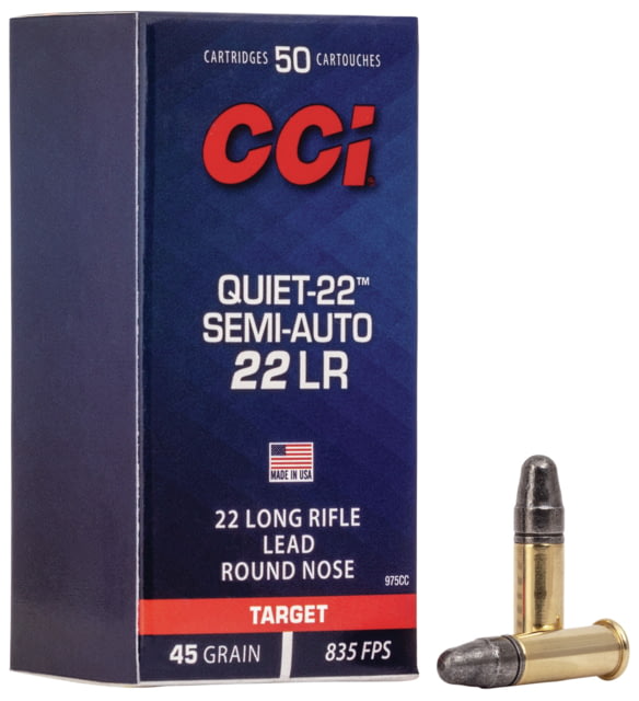  Ammunition Quiet-22 Semi-Auto .22 Long Rifle 45 Grain Soft Point Rimfire 50 Rounds Ammo