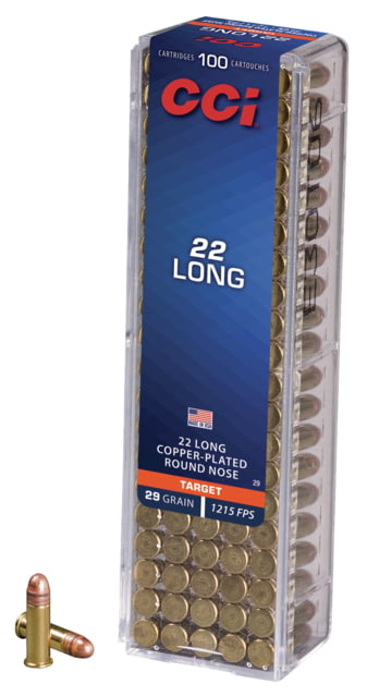  Ammunition .22 Long Grain Jacketed Soft Point Brass Rimfire 100 Rounds Ammo
