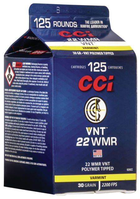  Ammunition VNT .22 Winchester Magnum Rimfire 30 Grain VNT Rimfire 125 Rounds Ammo