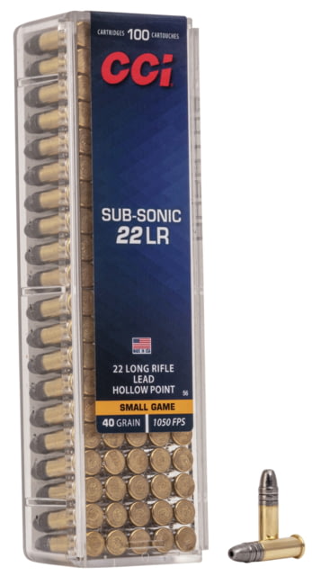  Ammunition Sub-Sonic HP .22 Long Rifle 40 Grain Lead Hollow Point Rimfire 100 Rounds Ammo