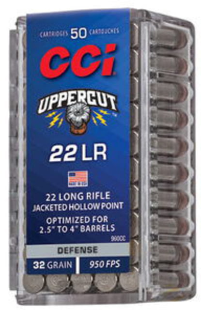  Ammunition Uppercut .22 Long Rifle 32 Grain Jacketed Hollow Point JHP Nickel Plated Rimfire 50 Rounds Ammo