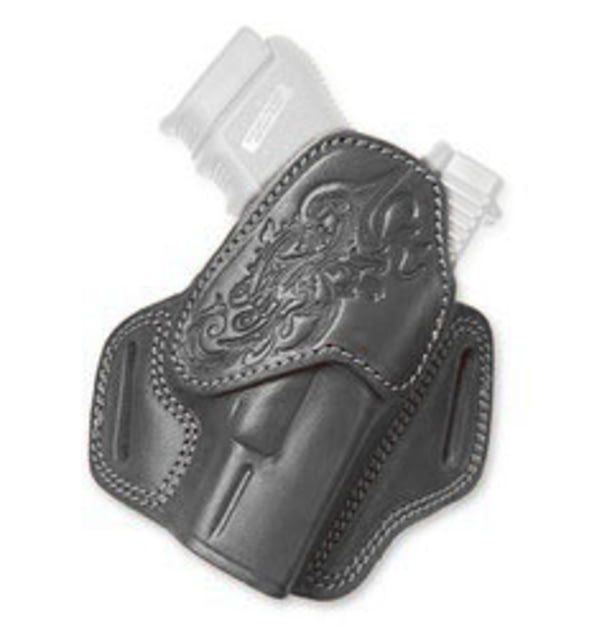 Cebeci Arms Leather Floral Design Combat Grip Holsters Glock 26 27 Left Black - Cebeci Arms