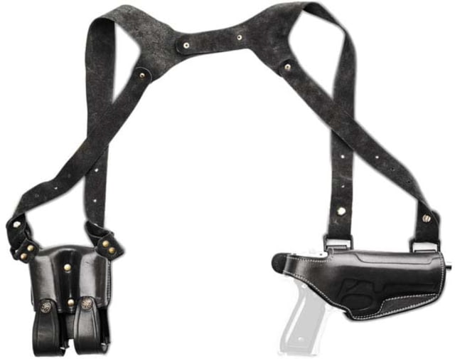 Cebeci Arms Leather Horizontal Shoulder Holster SHS for FNH 5-7 Black Left - Cebeci Arms