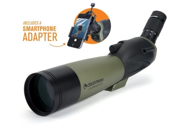 Celestron Ultima 80 Angled Spotting Scope 20-60x80mm 45 Degree w/ Smartphone Adapter - Celestron