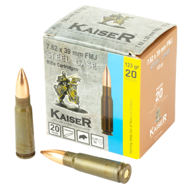 tury Arms Kaiser 7.62x39mm 123 Grain Full Metal Jacket Steel Cased Rifle 20 Rounds Ammo