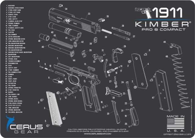 Cerus Gear 3mm Promats 12''x17'' Kimber  Pro/comp Char Grey - Cerus Gear