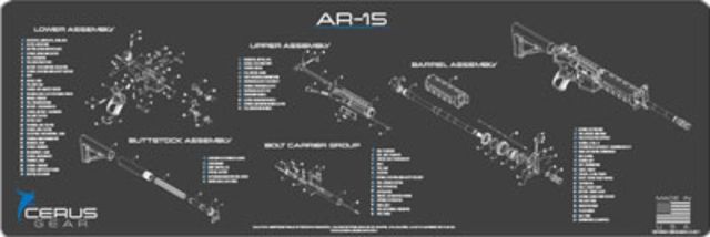 Cerus Gear 3mm Promats 12''x36'' Ar-15 Schematic Char Gray - Cerus Gear