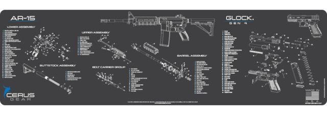 Cerus Gear 3mm Promats 14''x48'' Ar-15/glock Schematic Char Gry - Cerus Gear