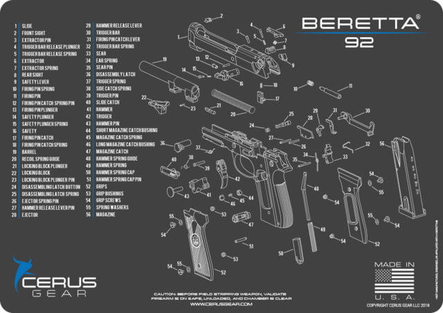 Cerus Gear BERETTA 92 SCHEMATIC PROMAT - CHARCOAL GRAY/CERUS BLUE 9DC1B2C0 CER