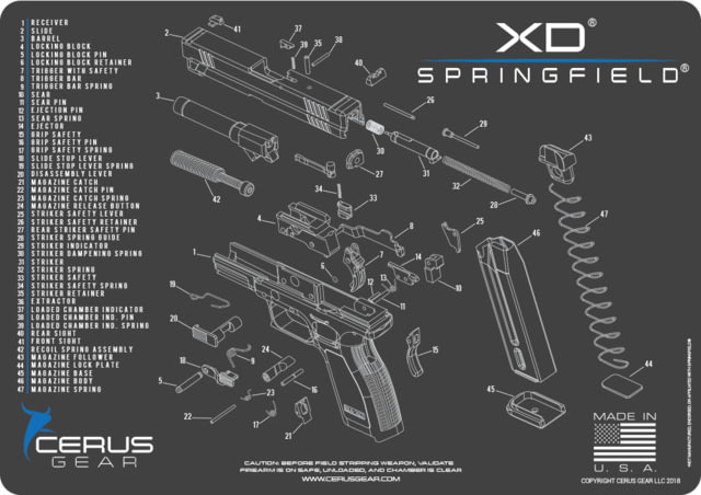 Cerus Gear SPRINGFIELD XD SCHEMATIC PROMAT - CHARCOAL GRAY/CERUS BLUE A459C4A4 CER