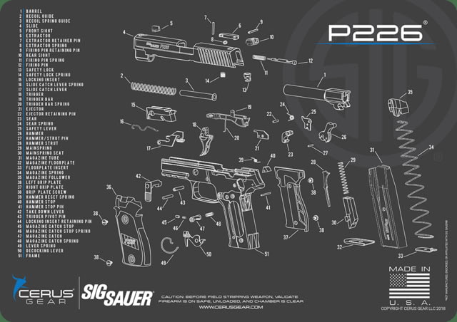 Cerus Gear SIG SAUER P226 SCHEMATIC HANDGUN PROMAT - CHARCOAL GRAY/CERUS BLUE A8800D79 CER