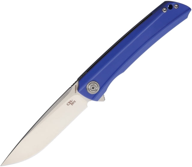 CH Knives Linerlock Blue Folding Knife 3.88in Satin D2 Tool Steel Blade Blue G10 Handle Pocket Clip - Ch Knives