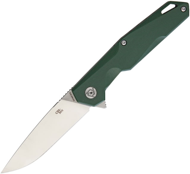 CH Knives Linerlock Folding Knife 3.5in Satin D2 Tool Steel Blade Green G10 Handle Pocket Clip - Ch Knives