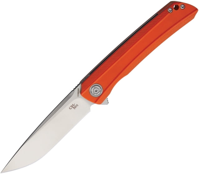 CH Knives Linerlock Folding Knife 3.88in Satin D2 Tool Steel Blade Orange G10 Handle Pocket Clip - Ch Knives