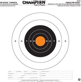 Champion Traps and Targets Re-Stick 25 yd Pistol Slowfire 14.5x14.5 Target - Champion Traps And Targets